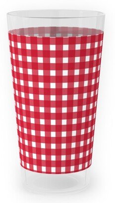 Outdoor Pint Glasses: Classic Gingham - Red Outdoor Pint Glass, Red