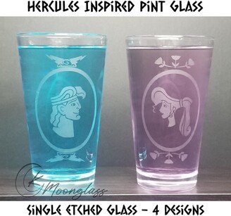 Hercules Etched Pint Glass - 4 Designs Meg Hades Pegasus Gift For Couples Anniversary Ideas Single 16Oz Clear Listing