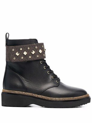 Haskell studded logo leather boots