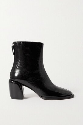 Naomi Glossed-leather Ankle Boots - Black