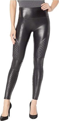 Faux Leather Moto Leggings (Very Black) Women's Casual Pants