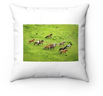 Herd Of Wild Pony Horses Pillow - Throw Custom Cover Gift Idea Room Decor