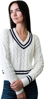 Hope & Henry Women's ganic Cotton V-Neck Cricket Sweater