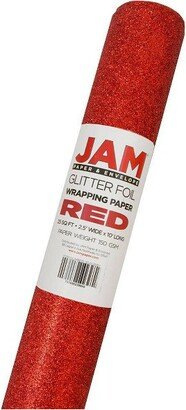 JAM Paper & Envelope JAM PAPER Red Glitter Gift Wrapping Paper Roll - 1 pack of 25 Sq. Ft.