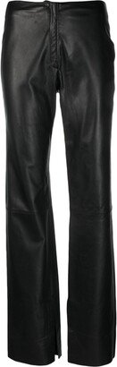 Straight-Leg Leather Trousers-AE