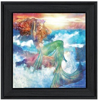 Sunset Mermaid by Bluebird Barn, Ready to hang Framed Print, Black Frame, 15 x 15