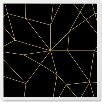 Photo Tiles: Gold Abstract Lines Photo Tile, White, Framed, 8X8, Black