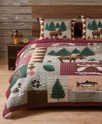 Moose Lodge Quilt Set 3 Piece