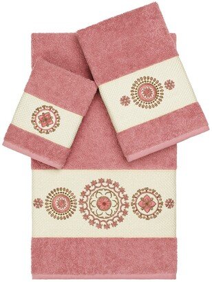 Isabelle 3-Piece Embellished Towel Set - Tea Rose
