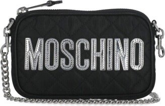 Quilted Logo Patch Zipped Crossbody Bag-AA