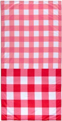 Pink and White Checkered Beach Towel