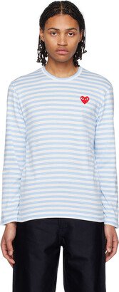 Blue & White Heart Long Sleeve T-Shirt