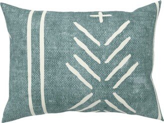 Pillows: Mudcloth Arrows And Stripes - Dusty Blue Pillow, Woven, White, 12X16, Double Sided, Blue