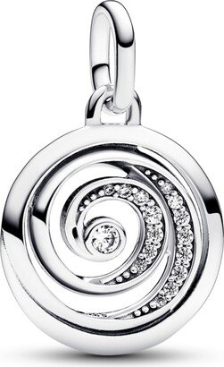 Me Cubic Zirconia Gratitude Spiral Medallion Charm