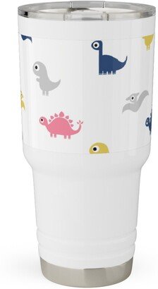 Travel Mugs: Dino Print - Multi Travel Tumbler, 30Oz, Multicolor