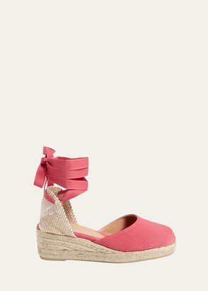 Carina Canvas Ankle-Wrap Wedge Espadrilles-AA