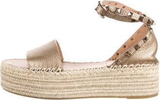 Rockstud Accents Leather Espadrilles-AA