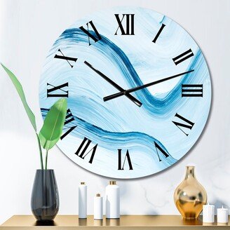 Designart 'Liquid Ink Art In Shades Of Light Blue III' Modern wall clock