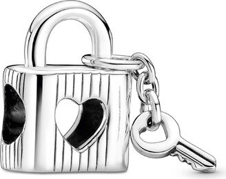 Sterling Silver Padlock Heart Key Charm