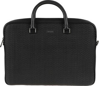 Waffle-Texture Logo Plaque Briefcase