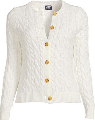 Women's Plus Size Cotton Drifter Cable Cardigan Sweater - 3X - Ivory