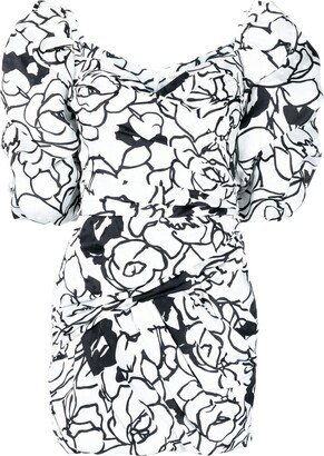 Floral-Print Off-Shoulder Mini Dress