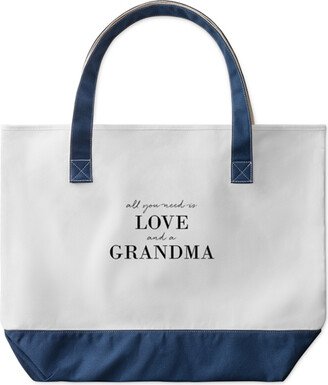 Large Tote Bags: All You Need Is Grandma Large Tote, Navy, Photo Personalization, Large Tote, Multicolor