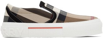 Beige Exaggerated Check Sneakers