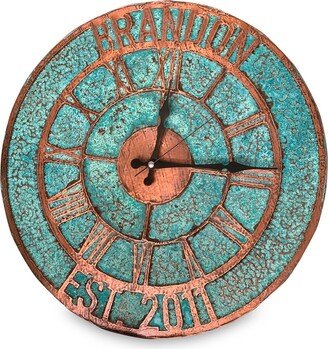 Farmhouse Rustic Wall Clock | Copper Patina Art Minimalist Clock| Metal Hanging Decor Anniversary Gift For Himi