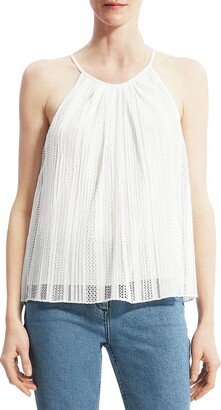 Petites Womens Lace Pleated Halter Top