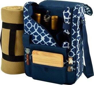 Bordeaux Insulated Wine, Cheese Tote with Blanket-Glass Glasses