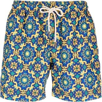 Graphic-Print Swim Shorts-AB