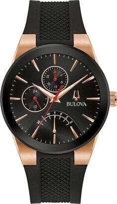 Men's Bulova Futuro Two-Tone IP Strap Watch with Black Dial (Model: 97C111)