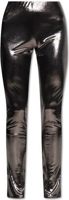 Laminated-Finish Puddle-Hem Stretch Leggings-AA