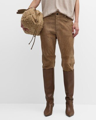 Suede Skinny-Leg Pants