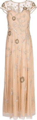 Bead-Embellished Point D'esprit-Mesh Dress