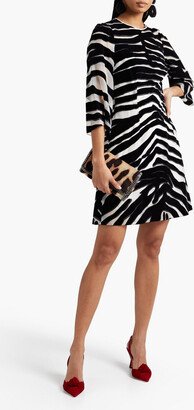 Flocked zebra-print organza mini dress