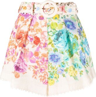 White Raie Floral-Print Shorts