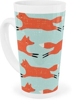 Mugs: Little Orange Fox - Orange And Green Tall Latte Mug, 17Oz, Orange