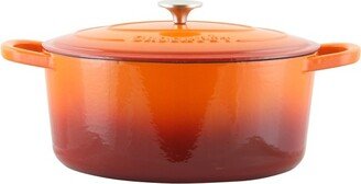 Artisan 7 Quart Enameled Cast Iron Oval Dutch Oven in Sunset Orange