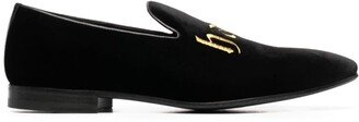 Embroidered Velvet Loafers