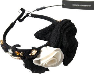 Diadem Headband Tiara White Rose Crystal Hair Women's Gold