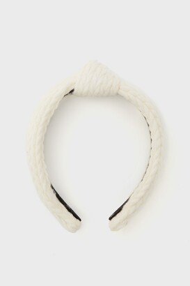 Ivory Cable Knit Slim Knotted Headband