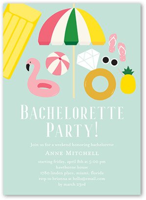 Bachelorette Party Invitations: Pool Party Bash Bachelorette Party Invitation, Blue, 5X7, Matte, Signature Smooth Cardstock, Square