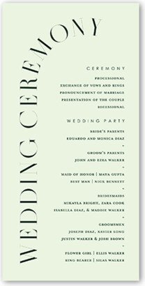 Wedding Program Cards: Refined Request Wedding Program, Green, 4X8 Flat Program, Matte, Signature Smooth Cardstock, Square