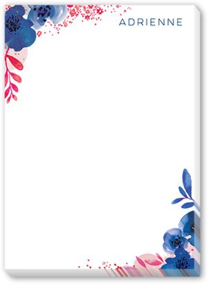 Notepads: Flowered Corners 5X7 Notepad, Blue, Matte