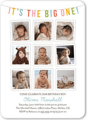 Baby's First Birthday: Big Banner Birthday Invitation, White, 5X7, Matte, Signature Smooth Cardstock, Rounded