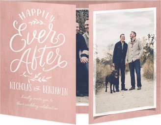 Wedding Invitations: Scripted Ever After Wedding Invitation, Pink, Gate Fold, Matte, Folded Smooth Cardstock, Square