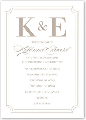 Wedding Program Cards: Serene Soiree Wedding Program, White, 5X7 Flat Program, Matte, Signature Smooth Cardstock, Square