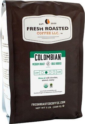 Fresh Roasted Coffee, Organic Colombian Coffee, Medium Roast Whole Bean - 5lb